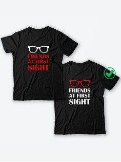Парные футболки для друзей, коллег с надписью Friends/для двоих с принтом