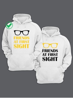 Парные толстовки для двоих с надписью Friends/худи для друзей с принтом