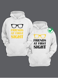 Парные толстовки для двоих с надписью Friends/худи для друзей с принтом