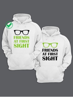 Парные толстовки для двоих с надписью Friends/худи для друзей с принтом