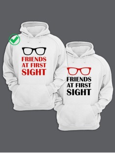 Парные толстовки для двоих с надписью Friends/худи для друзей с принтом