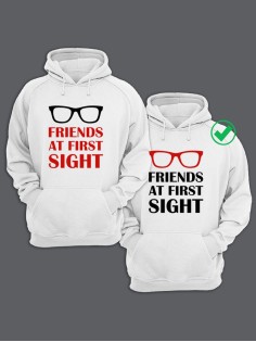 Парные толстовки для двоих с надписью Friends/худи для друзей с принтом