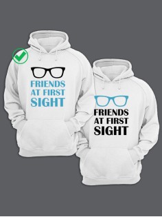 Парные толстовки для двоих с надписью Friends/худи для друзей с принтом