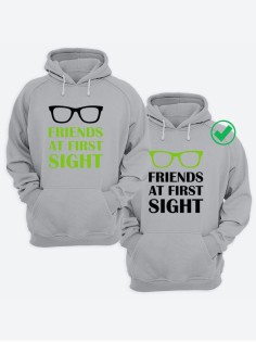 Парные толстовки для двоих с надписью Friends at first/худи для друзей с принтом