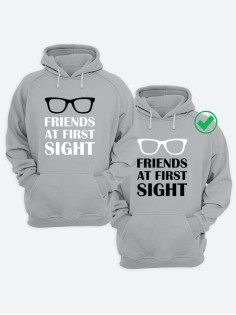 Парные толстовки для двоих с надписью Friends at first/худи для друзей с принтом