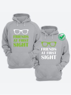 Парные толстовки для двоих с надписью Friends at first/худи для друзей с принтом