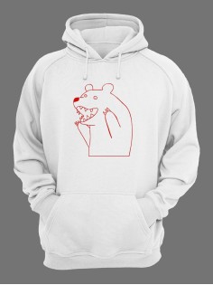 Худи оверсайз мужские с принтом Медведь/Кофта с капюшоном мужская с