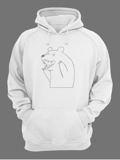 Худи оверсайз мужские с принтом Медведь/Кофта с капюшоном мужская с