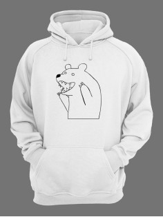 Худи оверсайз мужские с принтом Медведь/Кофта с капюшоном мужская с