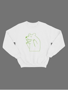 Мужской свитшот с оригинальным принтом Медведь/толстовка с надписью без капюшона