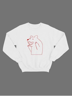 Мужской свитшот с оригинальным принтом Медведь/толстовка с надписью без капюшона