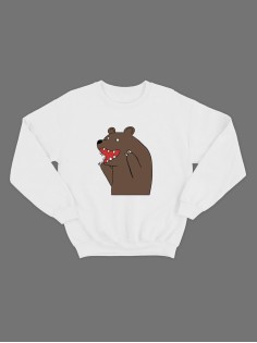 Мужской свитшот с оригинальным принтом Медведь/толстовка с надписью без капюшона