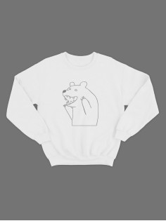 Мужской свитшот с оригинальным принтом Медведь/толстовка с надписью без капюшона