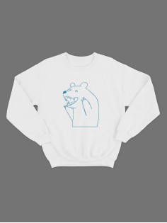 Мужской свитшот с оригинальным принтом Медведь/толстовка с надписью без капюшона