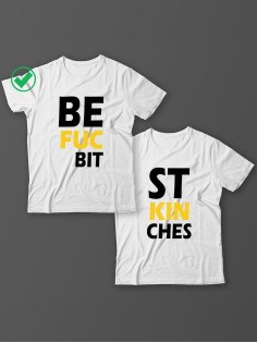 Парные футболки для подруг, сестер с надписью Best bitches/для двоих с принтом