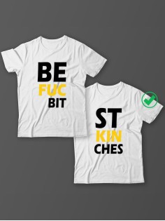 Парные футболки для подруг, сестер с надписью Best bitches/для двоих с принтом