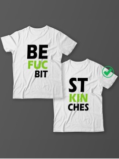 Парные футболки для подруг, сестер с надписью Best bitches/для двоих с принтом