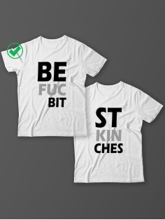 Парные футболки для подруг, сестер с надписью Best bitches/для двоих с принтом