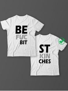 Парные футболки для подруг, сестер с надписью Best bitches/для двоих с принтом