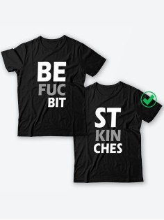 Парные футболки для подруг, сестер с надписью Best bitches/для двоих с принтом
