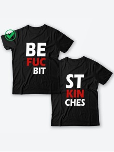 Парные футболки для подруг, сестер с надписью Best bitches/для двоих с принтом