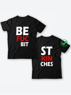 Парные футболки для подруг, сестер с надписью Best bitches/для двоих с принтом