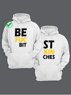 Парные толстовки для двоих с надписью Best bitches/худи для друзей с принтом