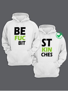 Парные толстовки для двоих с надписью Best bitches/худи для друзей с принтом