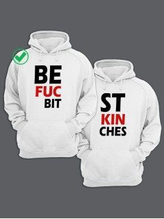 Парные толстовки для двоих с надписью Best bitches/худи для друзей с принтом