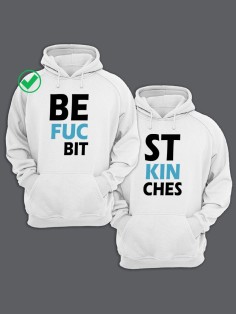 Парные толстовки для двоих с надписью Best bitches/худи для друзей с принтом