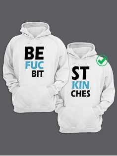 Парные толстовки для двоих с надписью Best bitches/худи для друзей с принтом