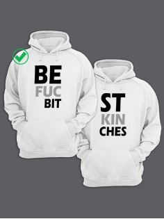 Парные толстовки для двоих с надписью Best bitches/худи для друзей с принтом