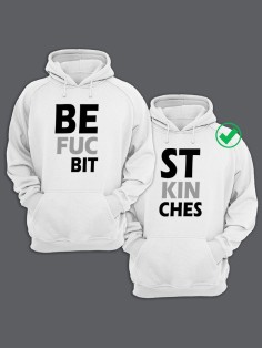 Парные толстовки для двоих с надписью Best bitches/худи для друзей с принтом