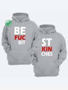 Парные толстовки для двоих с надписью Best bitches/худи для друзей с принтом