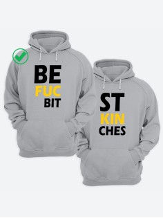 Парные толстовки для двоих с надписью Best bitches/худи для друзей с принтом