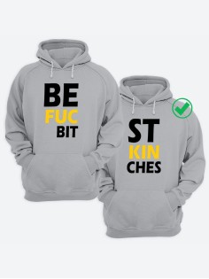 Парные толстовки для двоих с надписью Best bitches/худи для друзей с принтом