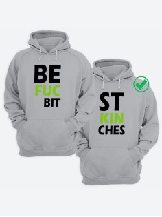 Парные толстовки для двоих с надписью Best bitches/худи для друзей с принтом
