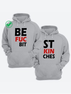 Парные толстовки для двоих с надписью Best bitches/худи для друзей с принтом