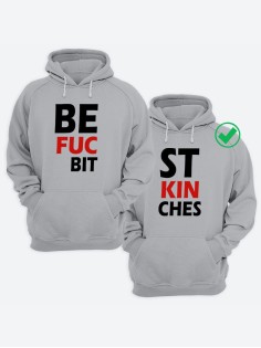 Парные толстовки для двоих с надписью Best bitches/худи для друзей с принтом