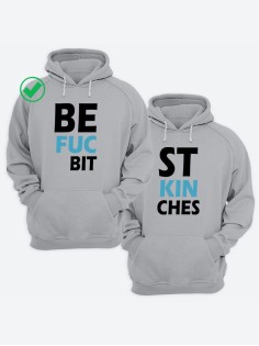 Парные толстовки для двоих с надписью Best bitches/худи для друзей с принтом
