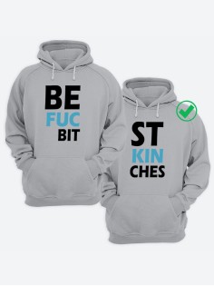 Парные толстовки для двоих с надписью Best bitches/худи для друзей с принтом