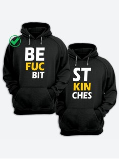 Парные толстовки для двоих с надписью Best bitches/худи для друзей с принтом