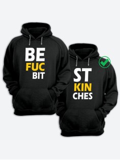 Парные толстовки для двоих с надписью Best bitches/худи для друзей с принтом