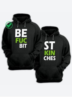 Парные толстовки для двоих с надписью Best bitches/худи для друзей с принтом