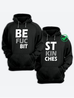 Парные толстовки для двоих с надписью Best bitches/худи для друзей с принтом