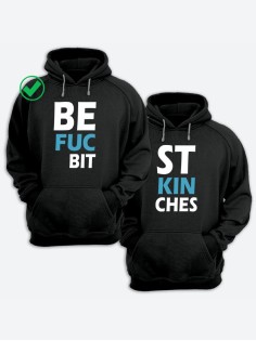 Парные толстовки для двоих с надписью Best bitches/худи для друзей с принтом
