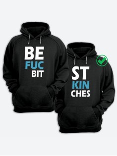 Парные толстовки для двоих с надписью Best bitches/худи для друзей с принтом