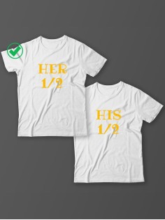 Парные футболки для молодоженов и для двоих влюбленных, для мужа и жены Her&His