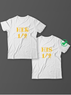 Парные футболки для молодоженов и для двоих влюбленных, для мужа и жены Her&His