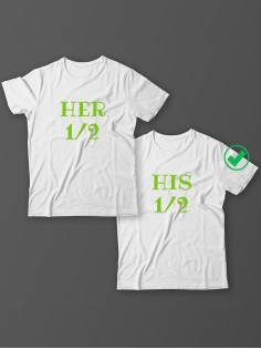 Парные футболки для молодоженов и для двоих влюбленных, для мужа и жены Her&His